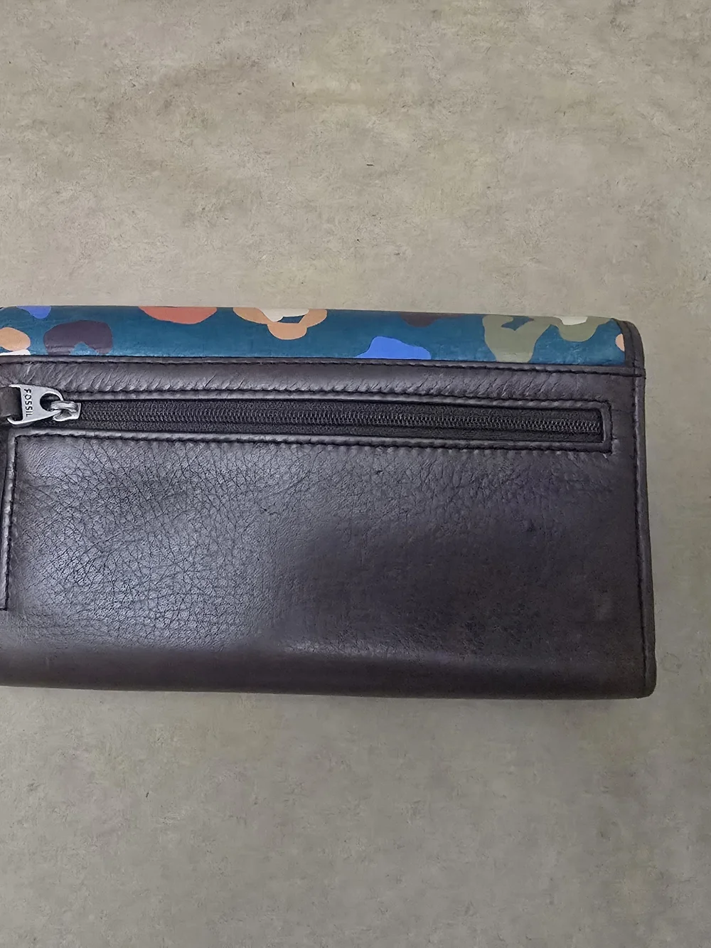 Fossil Teal Floral Leather Wallet